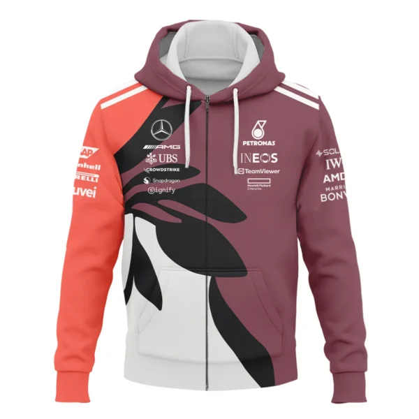 2025 Miami Floral Mercedes-AMG Petronas F1 Exclusive Logo Zipper Hoodie BLMER6525A3ZHD - Image 2