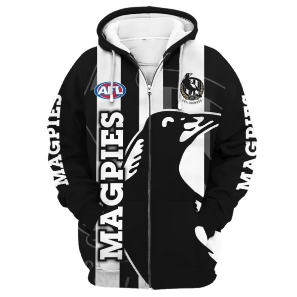Collingwood Magpies Australian Football League Exclusive Logo Zipper Hoodie HOAFL130525A02COLLZHD