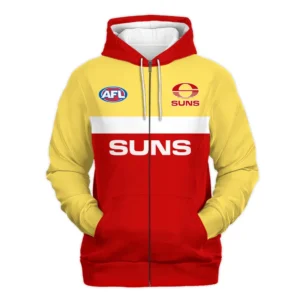 Gold Coast SUNS Australian Football League Exclusive Logo Zipper Hoodie HOAFL140525A01GCFCZHD
