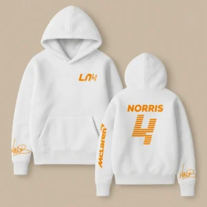 Lando Norris McLaren F1 Fashion Clothing For Racing Fans Unisex Hoodie BLNR25425 - White