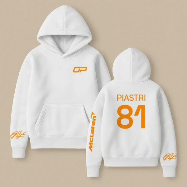 Oscar Piastri McLaren F1 Fashion Clothing For Racing Fans Unisex Hoodie BLOP25425 - White