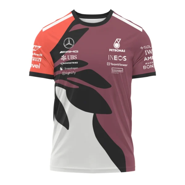 2025 Miami Floral Mercedes-AMG Petronas F1 T-Shirt All Over Prints BLMER6525A3TS - Image 2