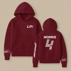 Lando Norris McLaren F1 Fashion Clothing For Racing Fans Unisex Hoodie BLNR25425 - Burgundy