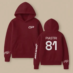 Oscar Piastri McLaren F1 Fashion Clothing For Racing Fans Unisex Hoodie BLOP25425 - Burgundy