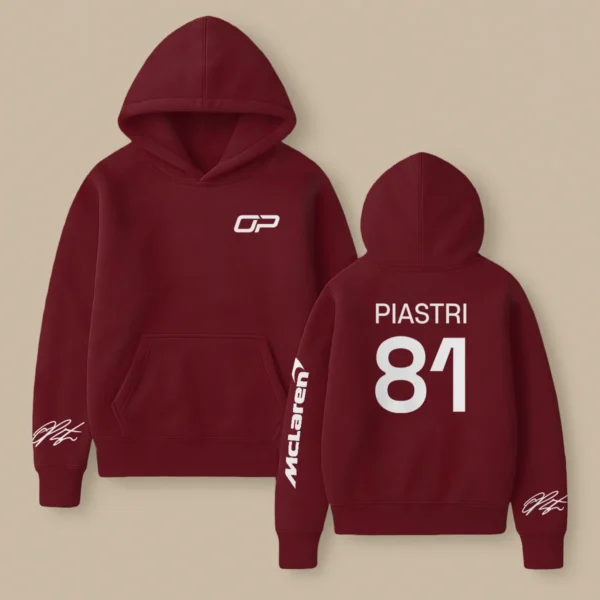 Oscar Piastri McLaren F1 Fashion Clothing For Racing Fans Unisex Hoodie BLOP25425 - Burgundy