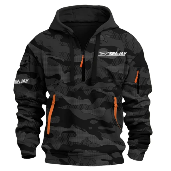 Sea Jay Fishing AU Exclusive Logo Hoodie Half Zipper HOFS080525AU1SJB - Black