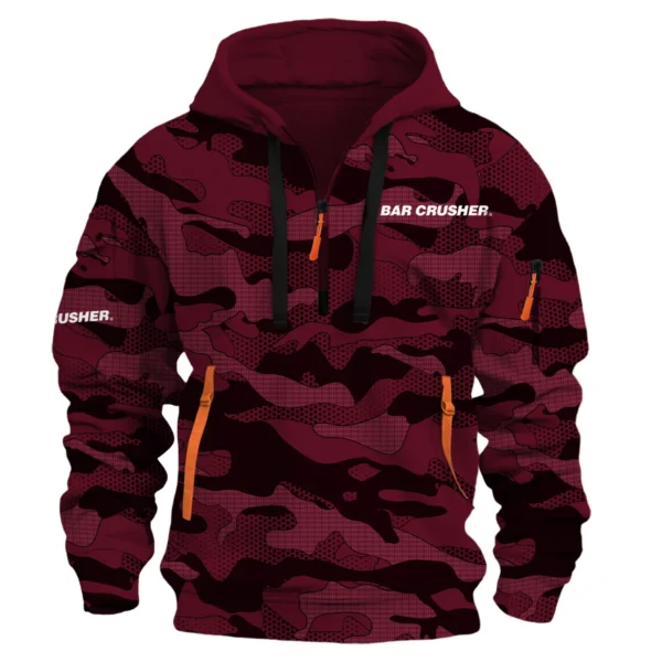 Bar Crusher Fishing AU Exclusive Logo Hoodie Half Zipper HOFS080525AU1BCR - Burgundy
