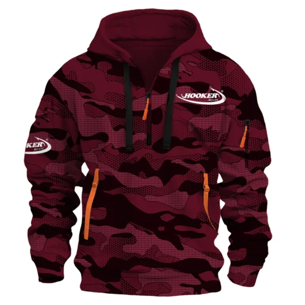 Hooker Boats Fishing AU Exclusive Logo Hoodie Half Zipper HOFS080525AU1HOO - Burgundy