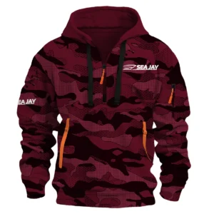 Sea Jay Fishing AU Exclusive Logo Hoodie Half Zipper HOFS080525AU1SJB - Burgundy