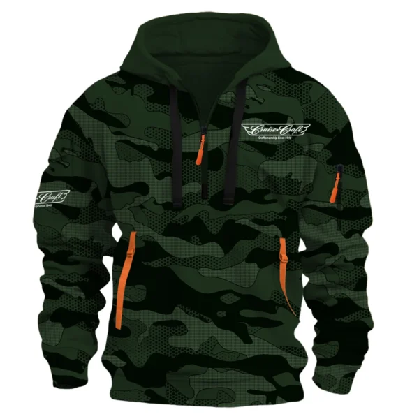 CruiseCraft Fishing AU Exclusive Logo Hoodie Half Zipper HOFS080525AU1CCB - Dark Green