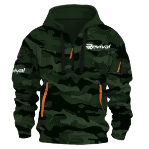 Revival Boats Fishing AU Exclusive Logo Hoodie Half Zipper HOFS080525AU1RVB - Dark Green