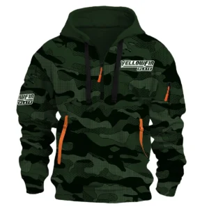 Yellowfin Plate Fishing AU Exclusive Logo Hoodie Half Zipper HOFS080525AU1YPB - Dark Green
