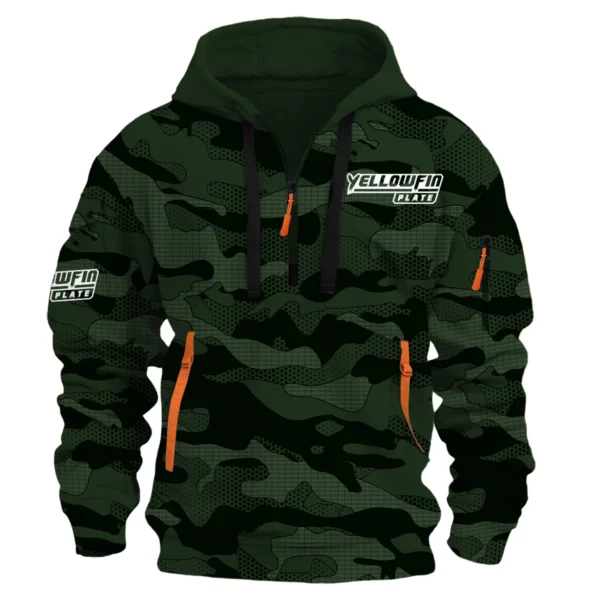 Yellowfin Plate Fishing AU Exclusive Logo Hoodie Half Zipper HOFS080525AU1YPB - Dark Green