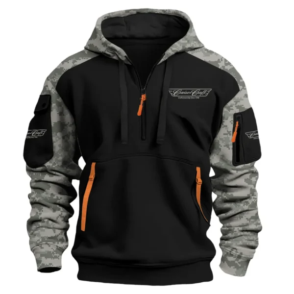 CruiseCraft Exclusive Logo Hoodie Half Zipper Fishing QTFS290525A1CCB - Army Green