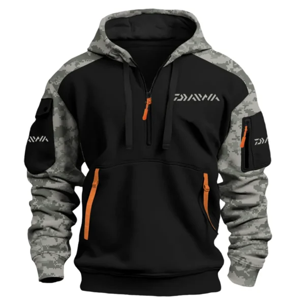 Daiwa Exclusive Logo Hoodie Half Zipper Fishing QTFS290525A1DAI - Army Green