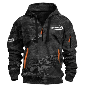 Hooker Boats Fishing AU Exclusive Logo Hoodie Half Zipper HOFS060525AU2HOO - Black