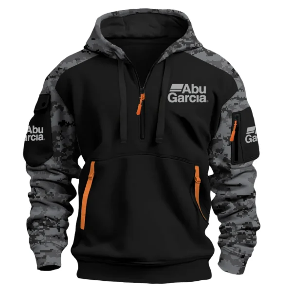 Abu Garcia Exclusive Logo Hoodie Half Zipper Fishing QTFS290525A1AG - Black