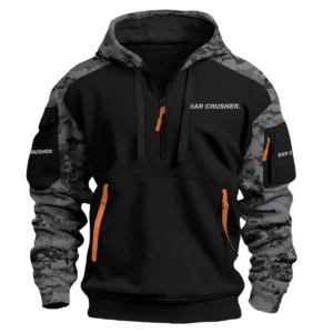 Bar Crusher Exclusive Logo Hoodie Half Zipper Fishing QTFS290525A1BCR - Black