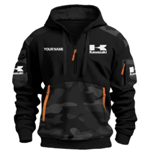 Kawasaki Motorcycles  Exclusive Logo Hoodie Half Zipper QTMT160525A2KAW - Black