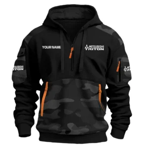 Mitsubishi Triton Ute Exclusive Logo Hoodie Half Zipper QTUT160525A3MT - Black