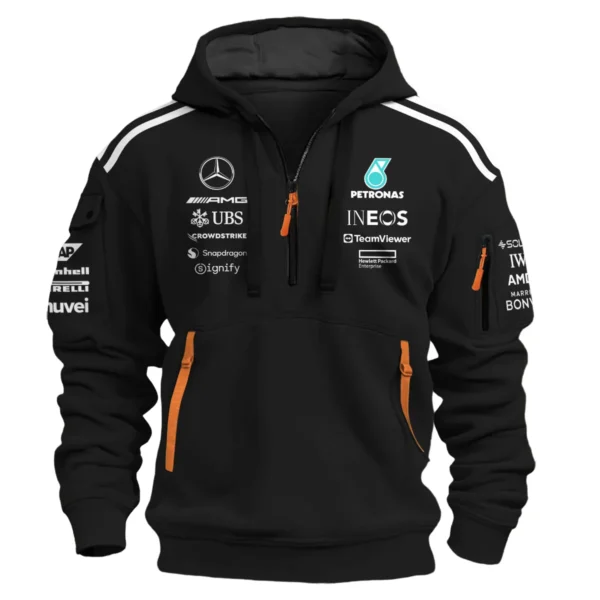 2025 Team Mercedes-AMG Petronas F1 Exclusive Logo Hoodie Half Zip BLMER6525A13HZ - Image 2