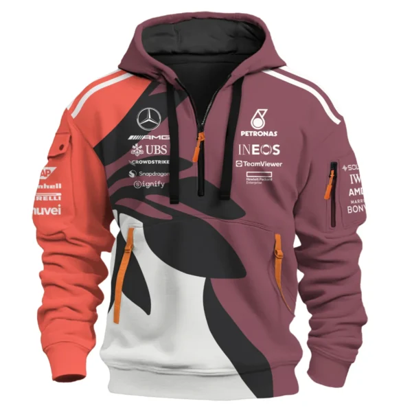 2025 Miami Floral Mercedes-AMG Petronas F1 Exclusive Logo Hoodie Half Zip BLMER6525A33HZ - Image 2