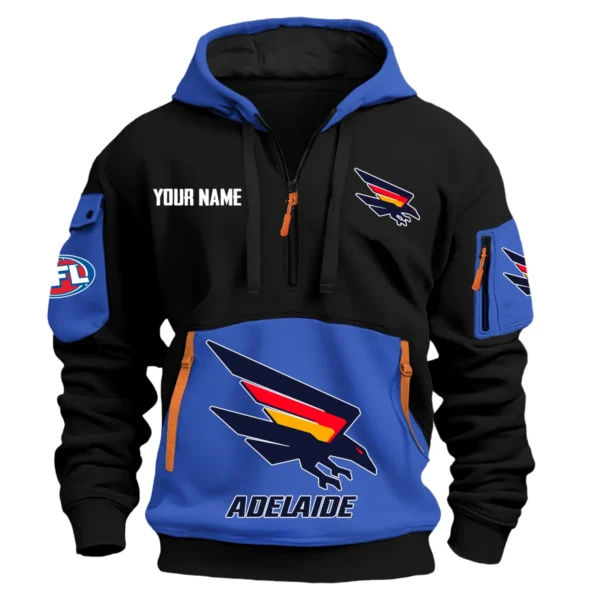 Adelaide Crows Australian Football League Exclusive Logo Hoodie Half Zipper HOAFL0090525A01ADEL - Blue