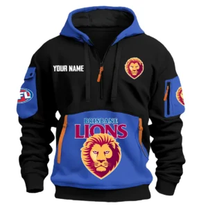 Brisbane Lions Australian Football League Exclusive Logo Hoodie Half Zipper HOAFL0090525A01BL - Blue