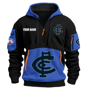 Carlton Blues Australian Football League Exclusive Logo Hoodie Half Zipper HOAFL0090525A01CARL - Blue