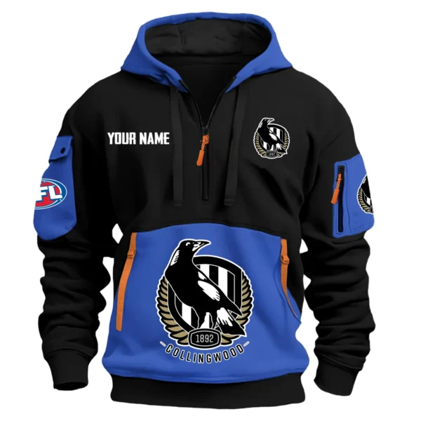 Collingwood Magpies Australian Football League Exclusive Logo Hoodie Half Zipper HOAFL0090525A01COLL - Blue