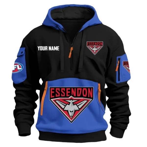 Essendon Bombers Australian Football League Exclusive Logo Hoodie Half Zipper HOAFL0090525A01ESS - Blue
