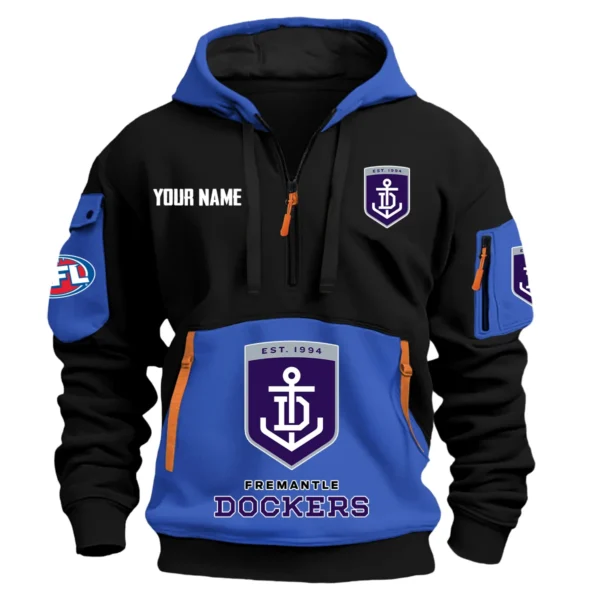 Fremantle Dockers Australian Football League Exclusive Logo Hoodie Half Zipper HOAFL0090525A01FRE - Blue