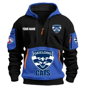 Geelong Cats Australian Football League Exclusive Logo Hoodie Half Zipper HOAFL0090525A01GEEL - Blue