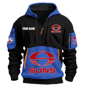 Gold Coast SUNS Australian Football League Exclusive Logo Hoodie Half Zipper HOAFL0090525A01GCFC - Blue