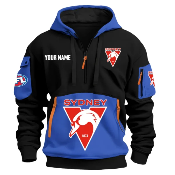 Sydney Swans Australian Football League Exclusive Logo Hoodie Half Zipper HOAFL0090525A01SYD - Blue