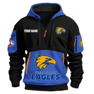 West Coast Eagles Australian Football League Exclusive Logo Hoodie Half Zipper HOAFL0090525A01WCE - Blue