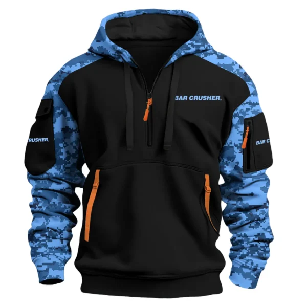 Bar Crusher Exclusive Logo Hoodie Half Zipper Fishing QTFS290525A1BCR - Blue