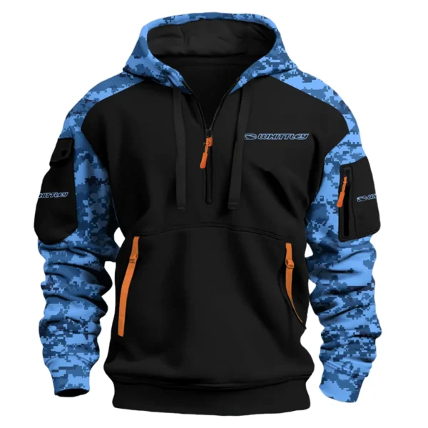 whittley boats Exclusive Logo Hoodie Half Zipper Fishing QTFS290525A1WHB - Blue