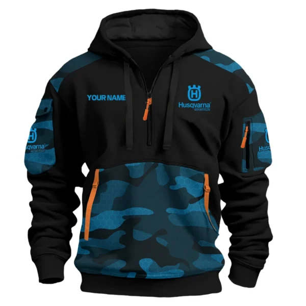 Husqvarna Motorcycles  Exclusive Logo Hoodie Half Zipper QTMT160525A2HUS - Blue