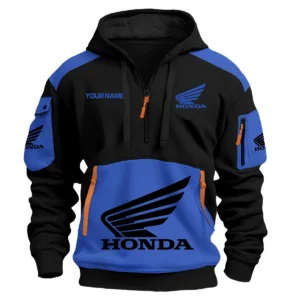 Honda Motorcycles  Exclusive Logo Hoodie Half Zipper QTMT160525A3HON - Blue