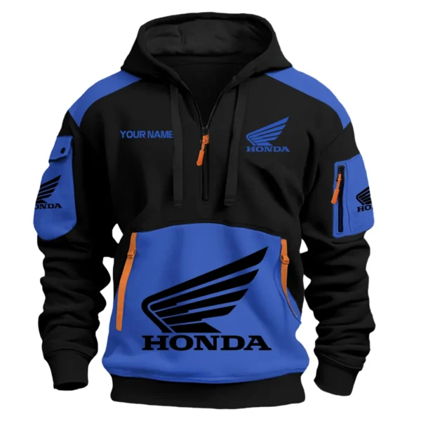 Honda Motorcycles  Exclusive Logo Hoodie Half Zipper QTMT160525A3HON - Blue