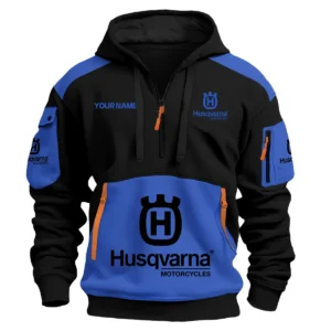Husqvarna Motorcycles  Exclusive Logo Hoodie Half Zipper QTMT160525A3HUS - Blue