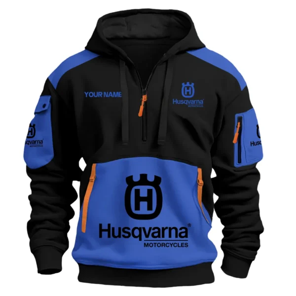 Husqvarna Motorcycles  Exclusive Logo Hoodie Half Zipper QTMT160525A3HUS - Blue
