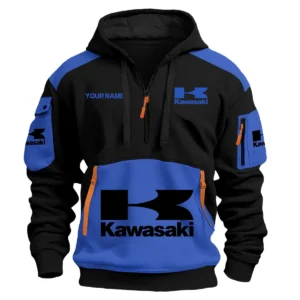 Kawasaki Motorcycles  Exclusive Logo Hoodie Half Zipper QTMT160525A3KAW - Blue