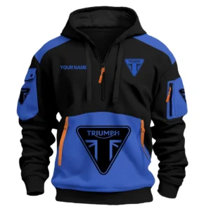 Triumph Motorcycles  Exclusive Logo Hoodie Half Zipper QTMT160525A3TRI - Blue