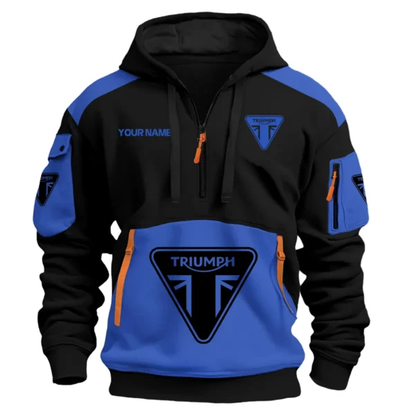 Triumph Motorcycles  Exclusive Logo Hoodie Half Zipper QTMT160525A3TRI - Blue