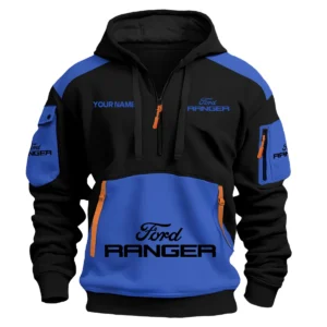 Ford Ranger Ute Exclusive Logo Hoodie Half Zipper QTUT160525A2FR - Blue
