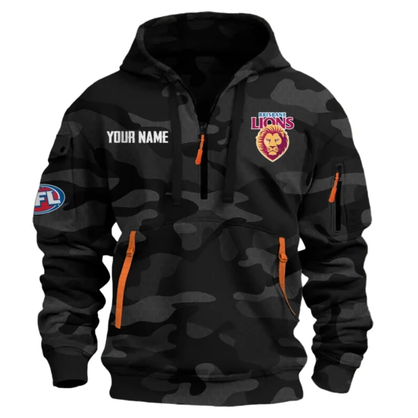 Brisbane Lions Australian Football League Exclusive Logo Hoodie Half Zipper HOAFL080525A01BL - Black