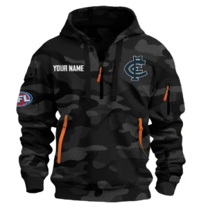 Carlton Blues Australian Football League Exclusive Logo Hoodie Half Zipper HOAFL080525A01CARL - Black