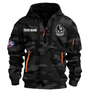 Collingwood Magpies Australian Football League Exclusive Logo Hoodie Half Zipper HOAFL080525A01COLL - Black